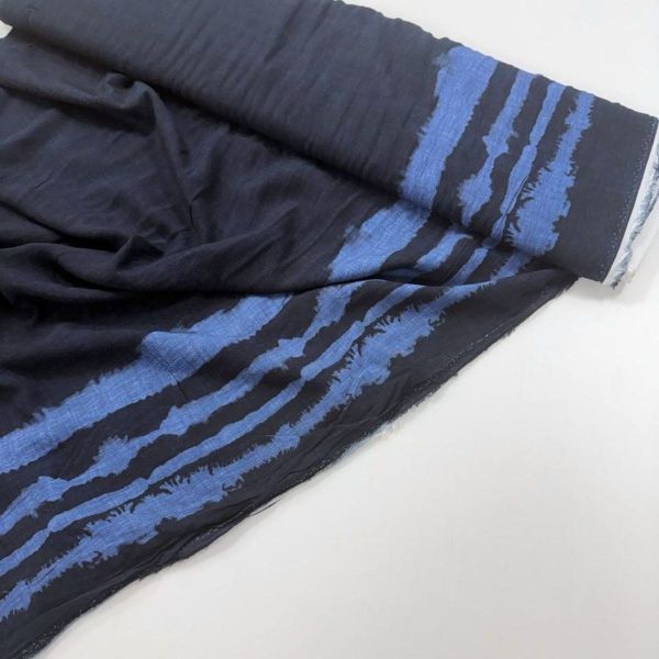 Viskose Webware Denim Look navy mit Streifen Bordüre - Serie Lexi von Swafing