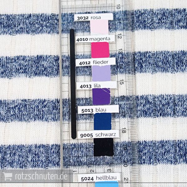 Streifen Strick in Ripp Strick Optik creme blau maritim