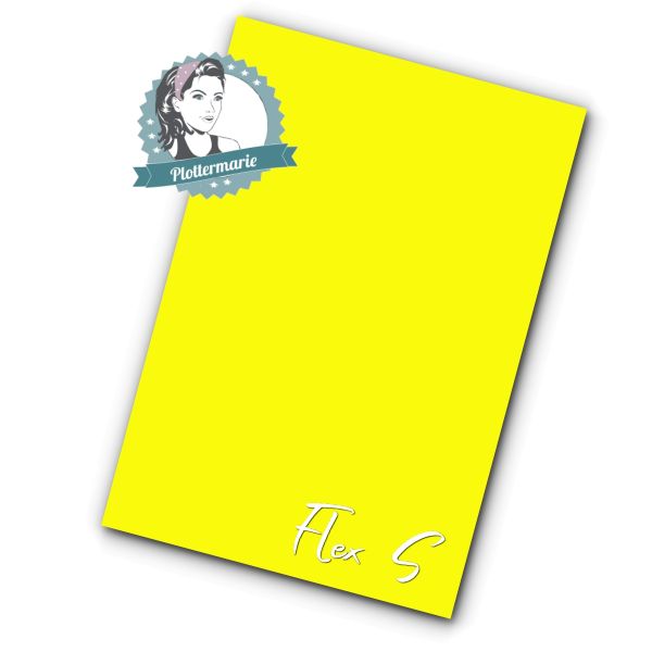 Flexfolie für Textildruck lemon gelb A4 - Plotterfolie von Plottermarie Flex S Premium 80µ