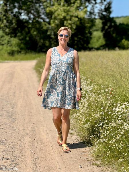 Double Slub Musselin Paisley blau creme – Double Gauze von Swafing