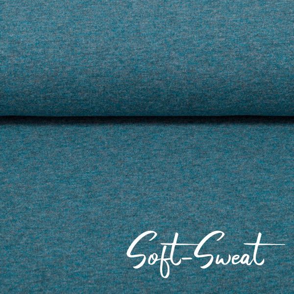 Soft Sweat uni petrol meliert - HEIKE Melange von Swafing