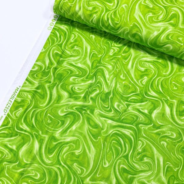 Baumwolle Marmor apfelgrün - Serie Marbleized by Greta Lynn