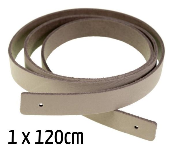 langer Taschengriff Taschengurt aus Echtleder in grau beige – 1 langer Taschenhenkel 120cm zum Niete