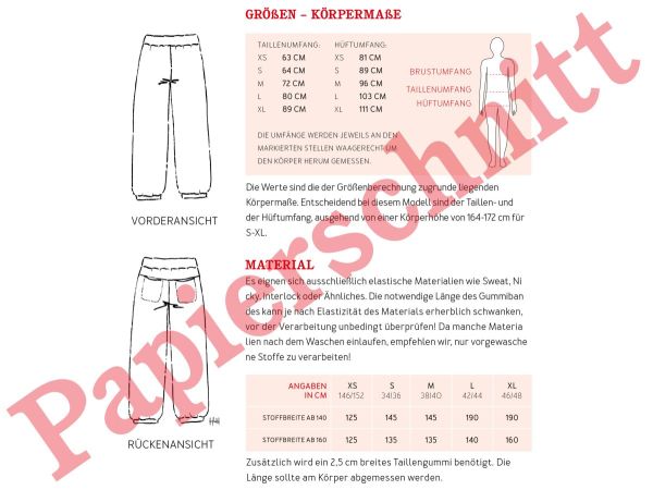 Schnittmuster FRAU PAULI • coole Sweathose von Studio Schnittreif • Gr. XS-XL