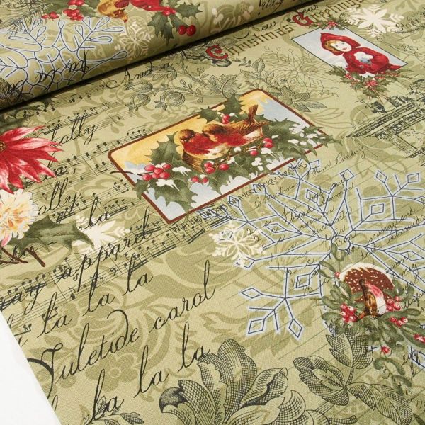 Baumwolle Retro Vintage Weihnachten grün - Marche de Noel