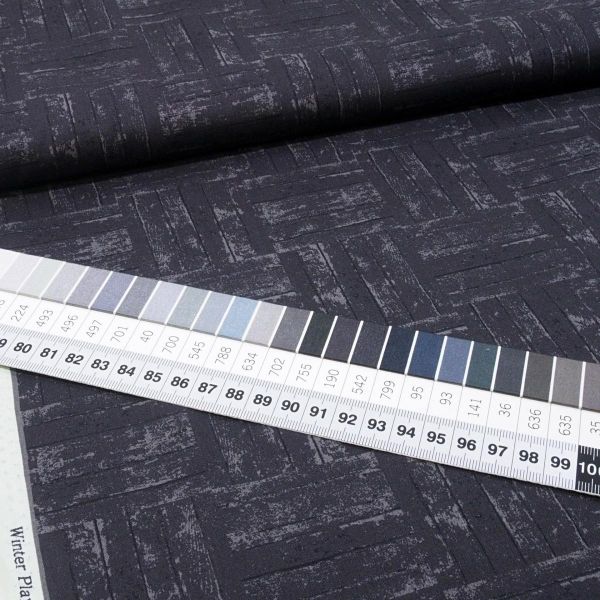 Baumwolle Vintage Parkett Holz Struktur anthrazit schwarz- Winter Playground