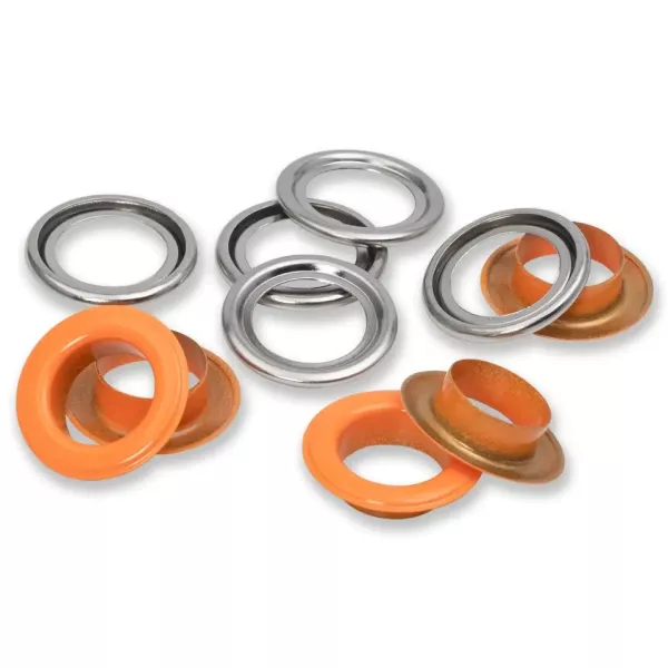 15 Ösen mit Scheiben 14mm orange - für das Prym Vario Creative Tool