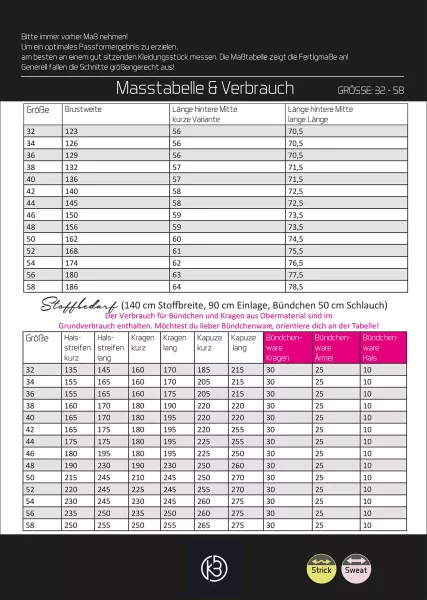 Schnittmuster Sweater Zuri von KiBaDoo - oversized Cropped Hoodie in 2 Längen