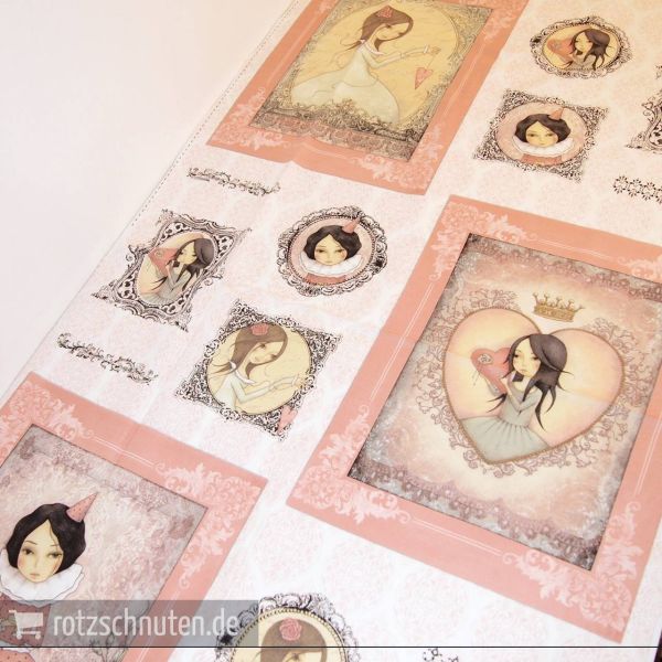 60cm Baumwolle Panel Santoro Mirabelle All For Love – Mädchen in Rahmen rosa