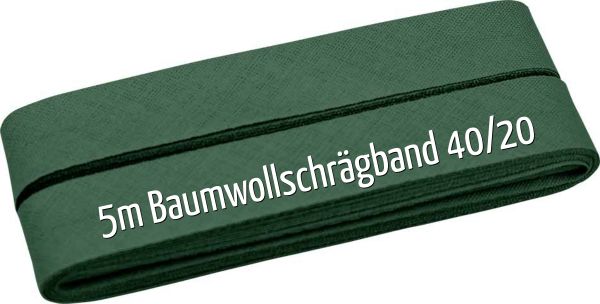 5m Schrägband aus Baumwolle tannengrün - Baumwollschrägband 40/20/10