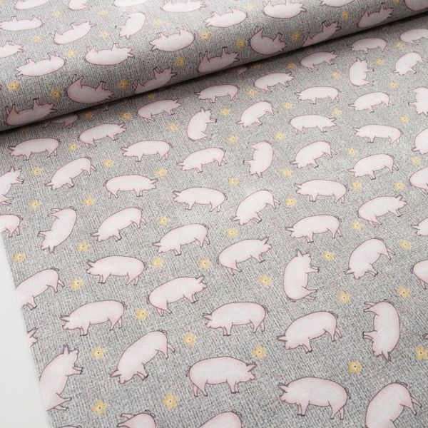 Baumwolle Schweine Bauernhof grau – Farm Fresh by Jessica Flick