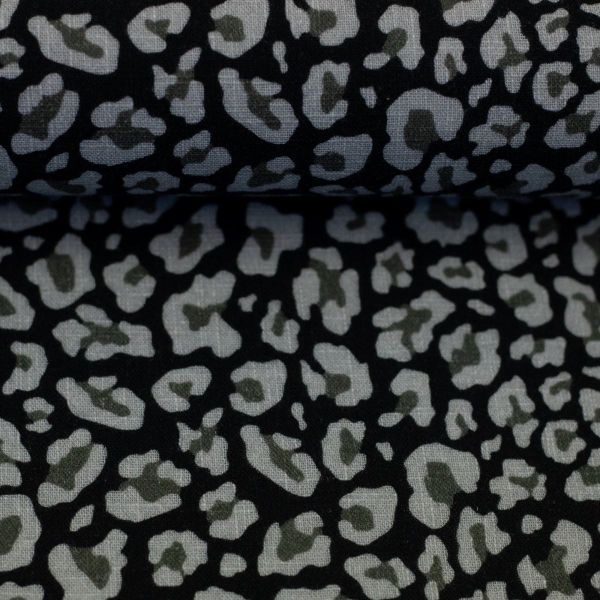 Double Slub Musselin Animal Print Leo schwarz grau – Double Gauze Meltem von Swafing