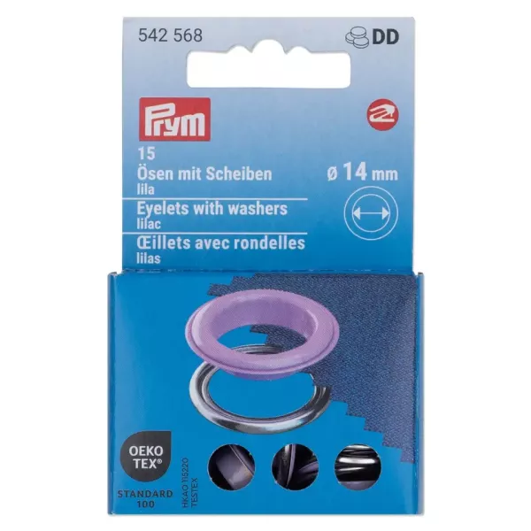 15 Ösen mit Scheiben 14mm flieder - für das Prym Vario Creative Tool