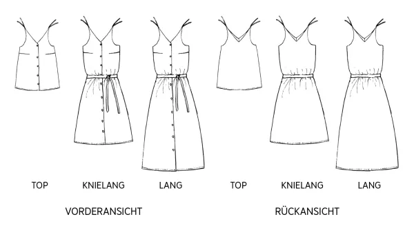 Schnittmuster FRAU LULU • Kleid in 2 Längen und Top von Studio Schnittreif • Gr. XS-XXL
