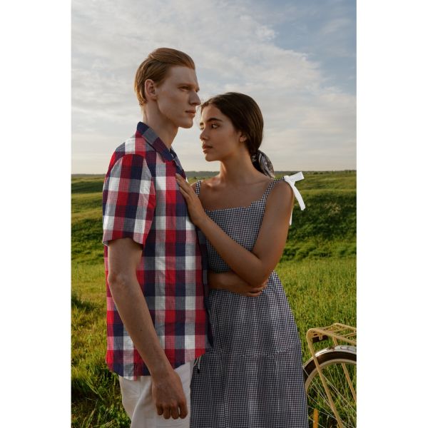 Baumwolle Musselin doubleface Karo rot blau – Double Gauze Vichy Check red