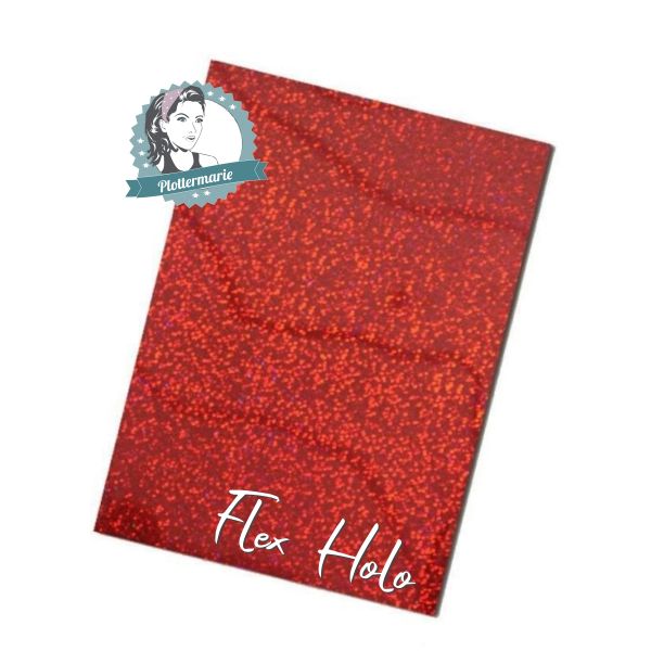 Flexfolie für Textildruck Holo Glitzer sparkle rot A4 - Plotterfolie Plottermarie 105µg