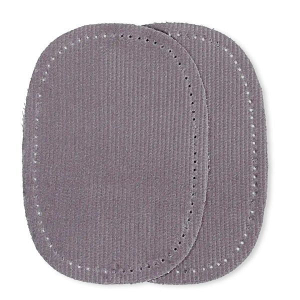 2 Reparatur Patches Kord grau für Knie & Ellenbogen oval 14x10cm aufbügelbarer Cord Flicken