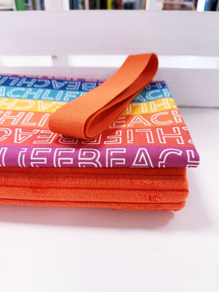 Taschen-Stoffpaket orange – Breitcord, bunter Baumwollstoff & Gurtband