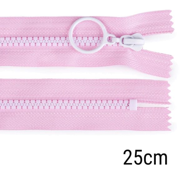 Reißverschluss Profil 25cm lang nicht teilbar für Taschen & Mäppchen rosa weiß