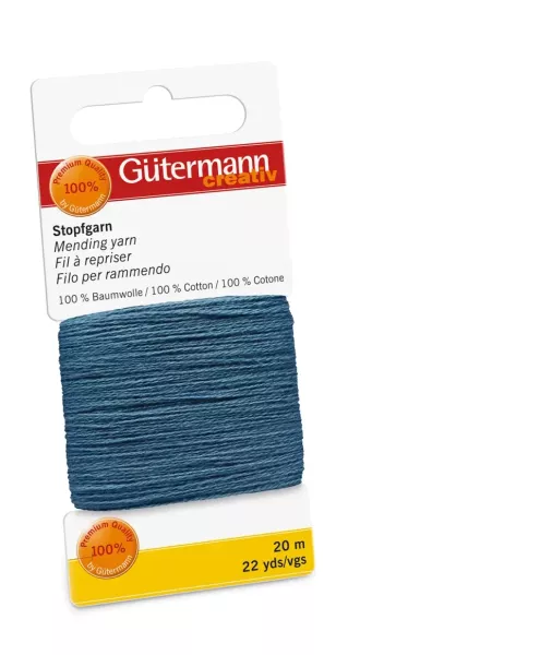 20m Gütermann Stopfgarn denim jeansblau – 100% Baumwolle für Reparaturen & Handarbeiten