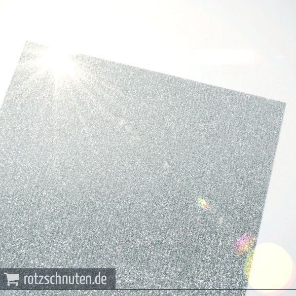 Flexfolie für Textildruck Glitter silber A4 - Plotterfolie Plottermarie Glitzer Funkelfolie 360µ