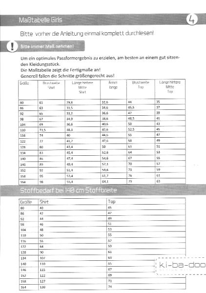 Schnittmuster Doppelshirt Longtop Lotty von KiBaDoo
