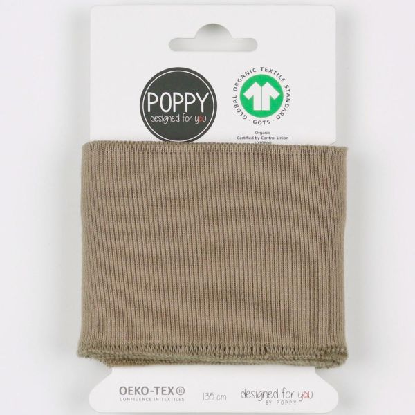 Cuffs Bündchen uni beige taupe für Hoodie & Co - 7cm hoch 135cm lang