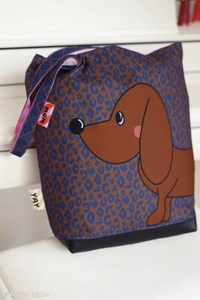 DIY Nähset Cherry Picking Bag Dackel und Rollschuhe - Beutel Tasche Panel 95x140cm