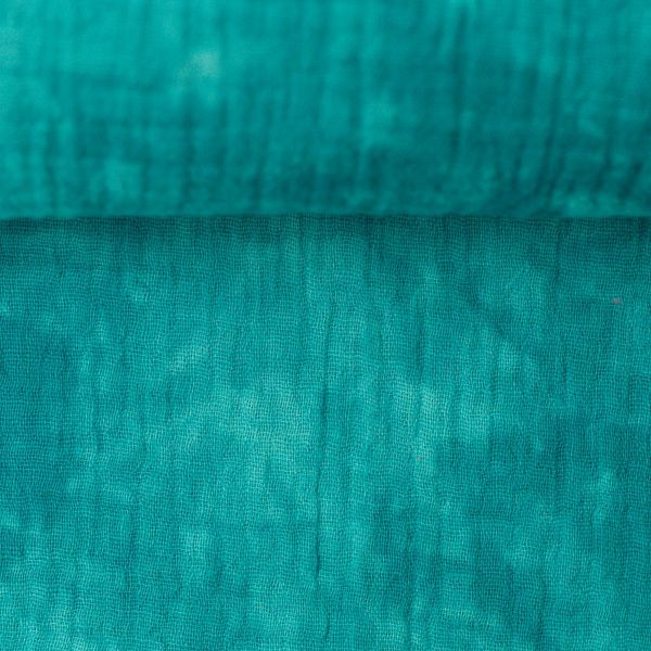 Baumwolle Musselin Bastik mint petrol – Double Gauze Jakob von Swafing