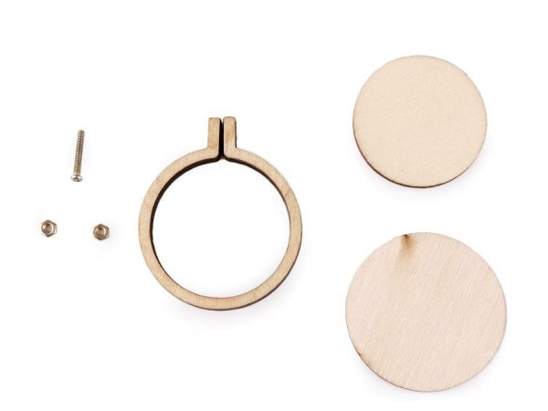 Mini Holzrahmen rund 40mm - Stickrahmen Optik für Ketten und Anhänger