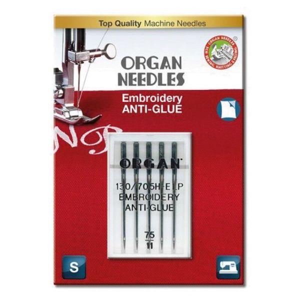 ORGAN ECO Nähmaschinen Nadeln – Embroidery Antiglue 75/11 – für Stickmaschinen