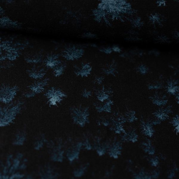 French Terry Wald Bäume Schriftzug petrol schwarz - Sweat Woodland by Thorsten Berger