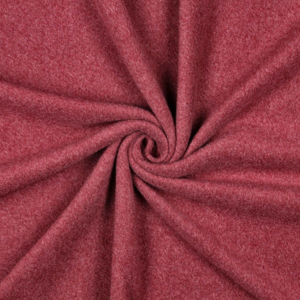Bio Baumwollfleece – Dunkelrot Melange – warmer, flauschiger Baumwollstoff für Hoodies & Jacken