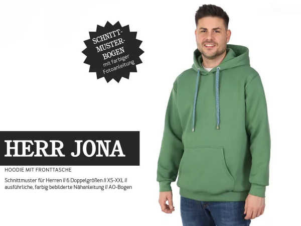 Schnittmuster HERR JONA • oversized Hoodie mit Fronttasche für Herren • Gr. XS-XXL Sweater