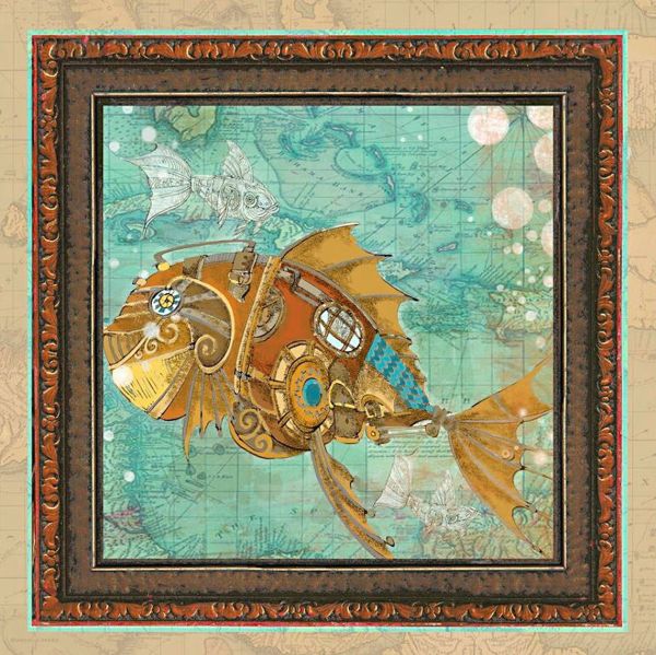 Baumwolle Steampunk 8 Tierbilder - Fantasy & Fiction Panel 60x110cm