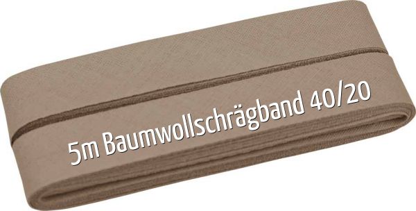5m Schrägband aus Baumwolle beige - Baumwollschrägband 40/20/10
