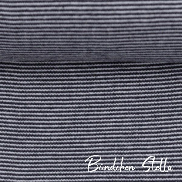 Bündchen Stella mit feinen Streifen navy weiß – Rib Stripes by Swafing