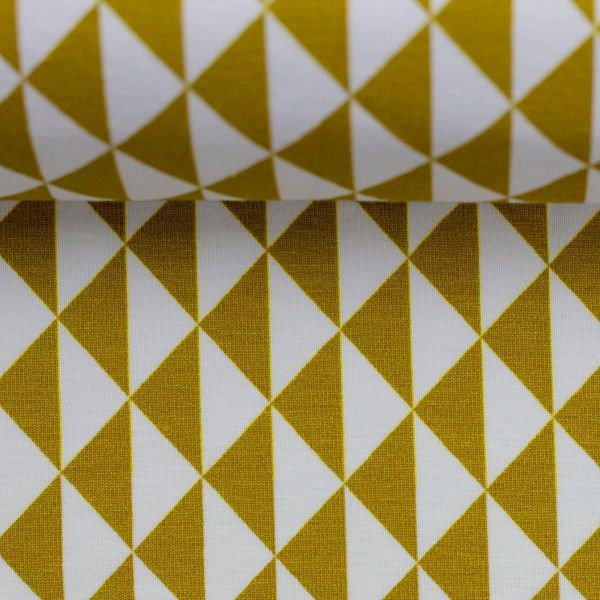 Jersey kleine Dreiecke in senf gelb – Serie Theo Triangles ochre