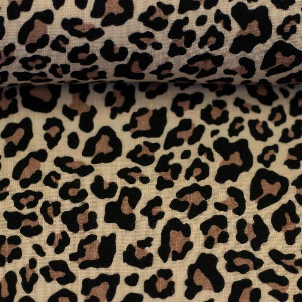 Double Slub Musselin Animal Print Leo braun – Double Gauze Meltem von Swafing