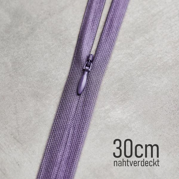 Nahtreißverschluss flieder beere 30cm – meetMILK Mauve unsichtbar