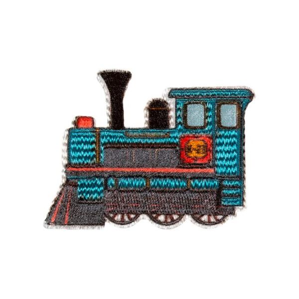 Bügelbild Eisenbahn Dampflock blau - Applikation zum Aufbügeln