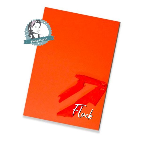 Flockfolie für Textildruck neon orange A4 - Plotterfolie von Plottermarie Flock Velours 480µ