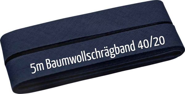 5m Schrägband aus Baumwolle navy - Baumwollschrägband 40/20/10