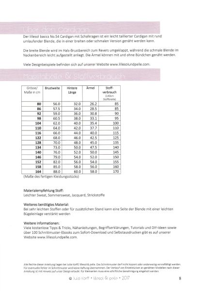 Schnittmuster Cardigan mit Schalkragen Lillesol basics No.54
