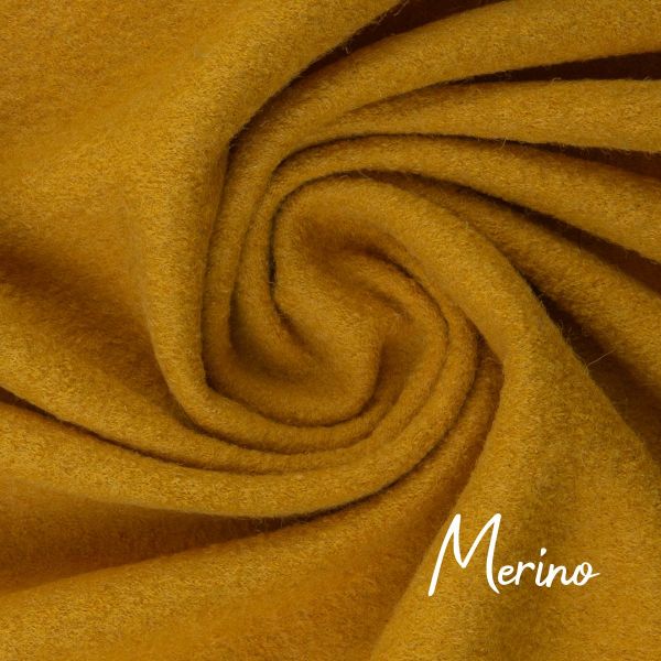 Merino aus 100% Schurwolle - Wollstoff senf gelb von Swafing Wollwalk Walkloden