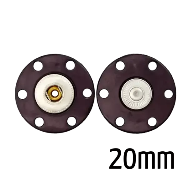 Druckknopf schwarz 20 mm zum Annähen Polyamid Metall