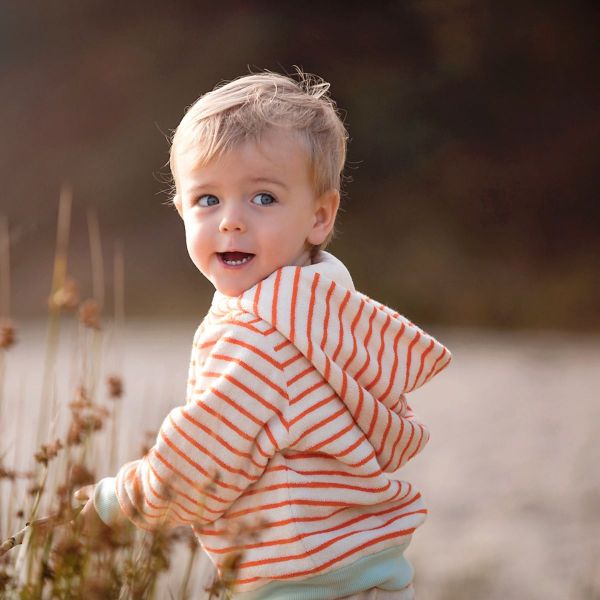 Sommerfrottee mit Streifen creme orange - Terry Cloth 2m breit von See You At Six