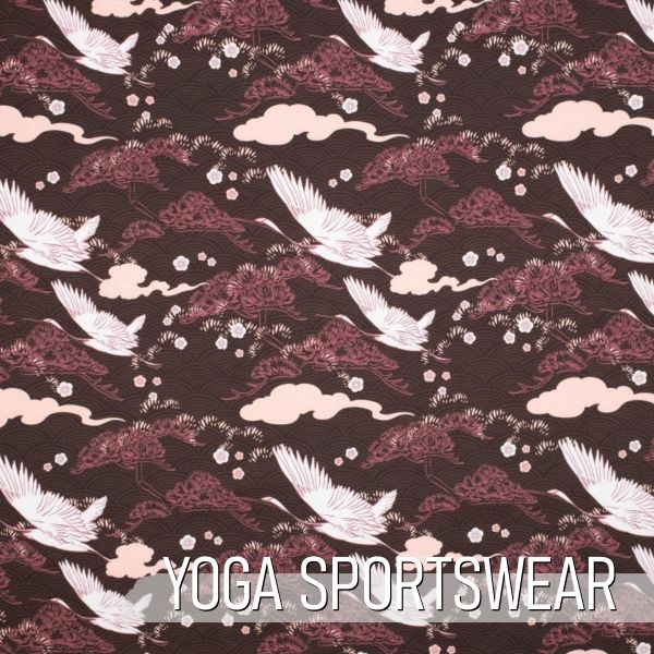 YOGA STRETCH Bird beere - Funktionsjersey für Sportbekleidung Kranich Blüten Asia