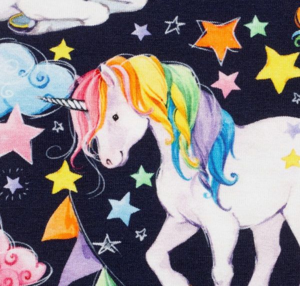 Jersey Einhorn Wimpelkette navy bunt – Unicorn Serie Theo von Swafing