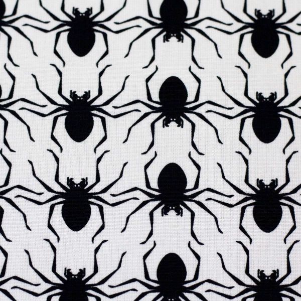 Baumwollstoff BOOO! Spinnen schwarz weiß – Spooky Halloween Time mit Swafing